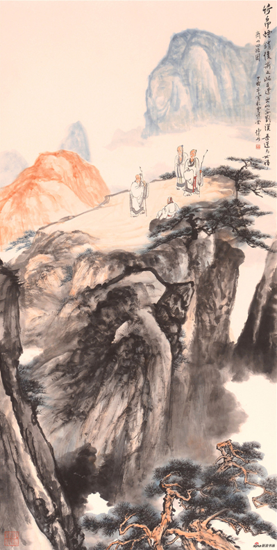 《商山四皓图》137×68cm 2017年