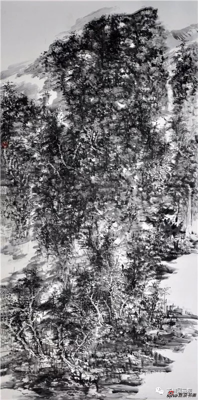 李伟 双泉图 136cmx68cm