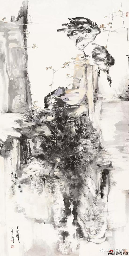 高德星 《双鹰》 240cm×120cm