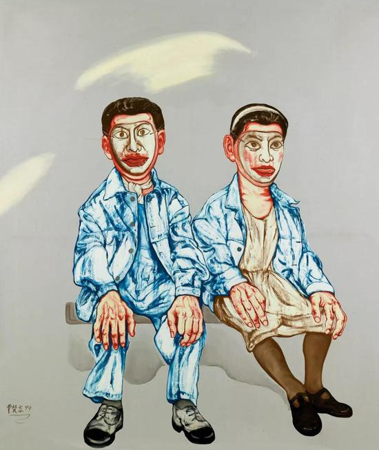 　　曾梵志 面具系列第十七号 　1994年 　布面 油画 　178.5×149.5 cm 　成交价：RMB 13，800，000