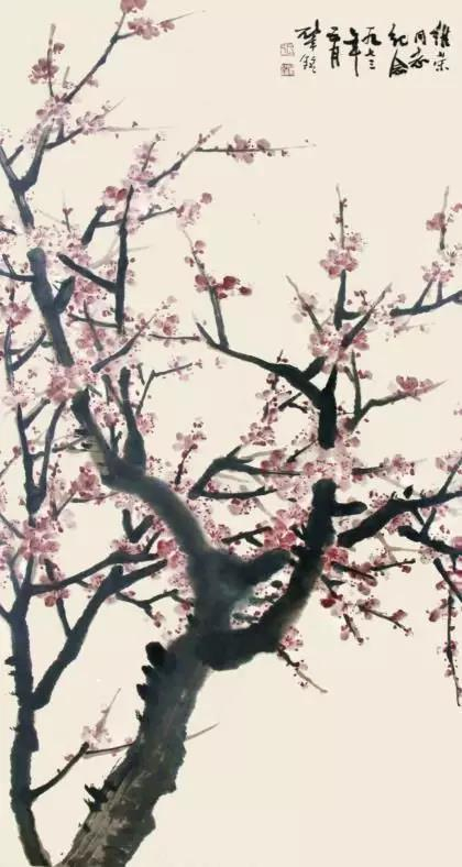 张肇铭 梅花 尺寸：99×51cm 约4.51平 纸本 立轴 成交价：55000元