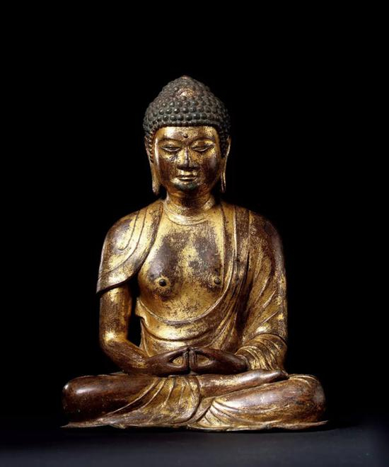 十一世纪 大理国 　　铜鎏金阿弥陀佛坐像 　　H：25cm