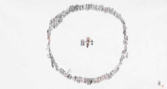 李周卫 《角色——生旦净末丑》 纸本水墨 98cm×108cm 2013年