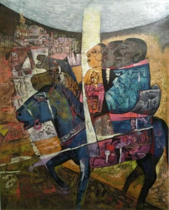聂南祥 西行 绝版木刻 70x80cm 2016