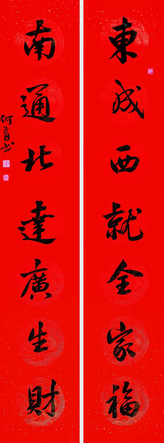 《东成南通联》136x33cmx2，2018年