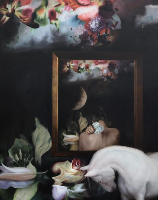 文广 花好月圆 布面油画 100×80cm&nbsp; 2018