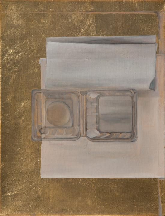 　　田园，《物—之四十九》，40x30cm，布面金箔油画，2018