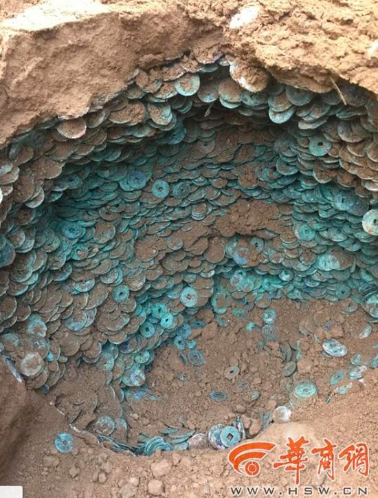 陕西:工地现10万枚古币 重920斤或是古钱窖_手机新浪网