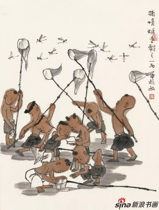 捕蜻蜓 46X35cm 2016