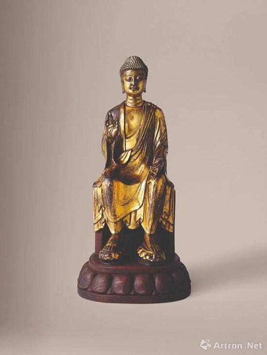 晚隋/唐 鎏金铜弥勒佛坐像 高 32.4 cm 估价待询