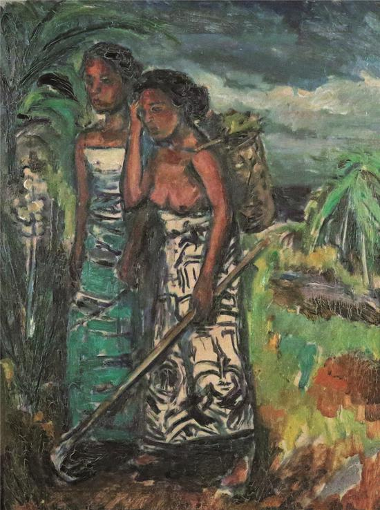 刘海粟 巴厘少女Bali Girls 81×60cm 布面油画 1940