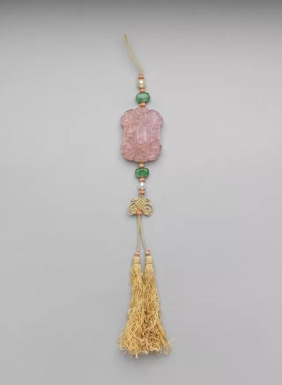 清代粉红碧玺斋戒牌