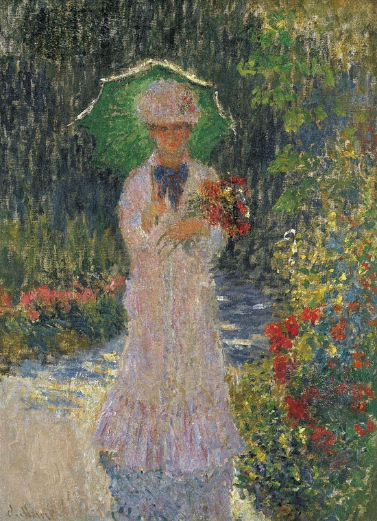 《带着绿伞的卡米雷》Camille with green parasol.1876. 克劳德.莫奈