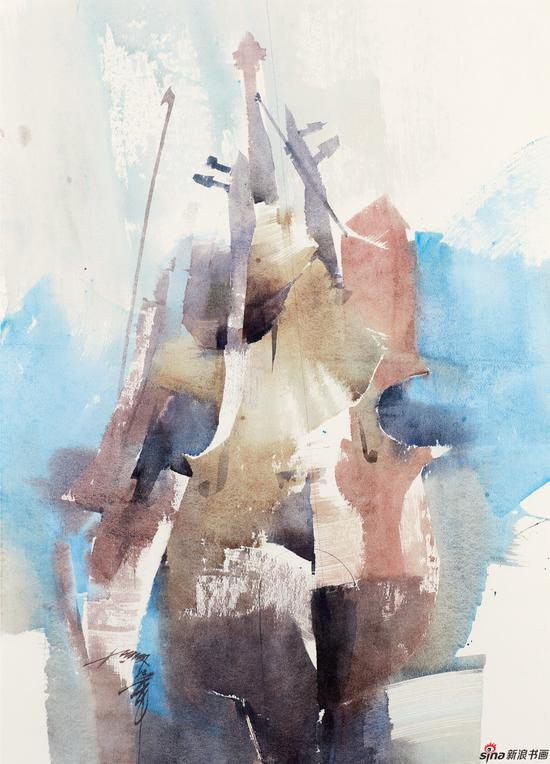梁钢 蔚兰的启示 109×78cm 水彩画