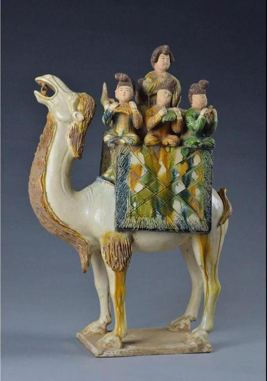 唐三彩八人乐驼