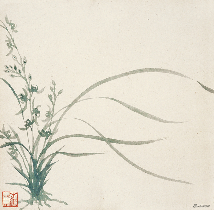兰花图 叶恭绰 25cm×25cm 无年款 纸本设色 北京画院藏