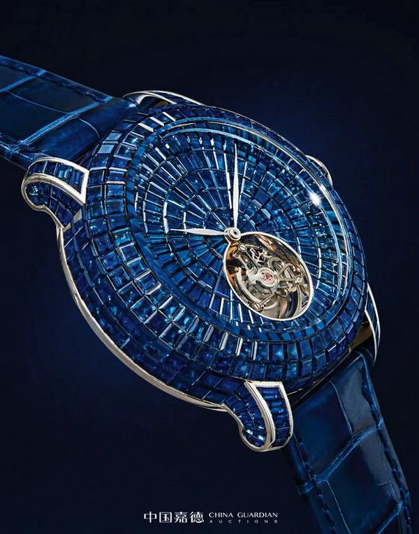 Lot 1406 Jacob&;Co 18K白金 手动上弦密镶梯方蓝宝石陀飞轮限量腕表 Caviar Tourbillon系列 约2015年 RMB:1,720,000-2,200,000