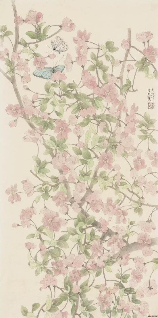 黄月娥-淡淡微红色不深-绢本设色-67cm-33cm