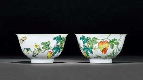 清乾隆粉彩过枝癞瓜图碗一对126.5万成交_手机新浪网