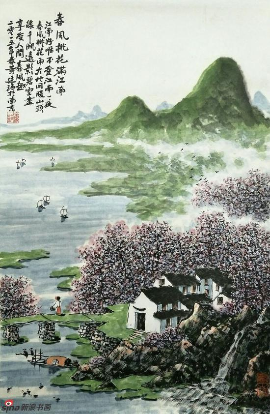 《春风桃花满江南》，69cmx69cm，2015年，黄廷海作
