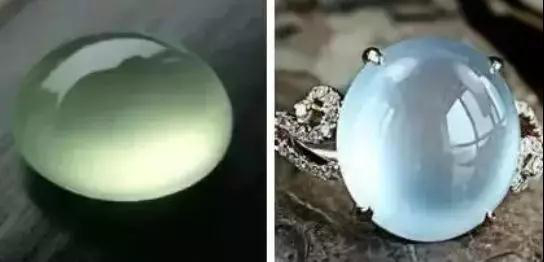 左侧为葡萄石，右侧为翡翠