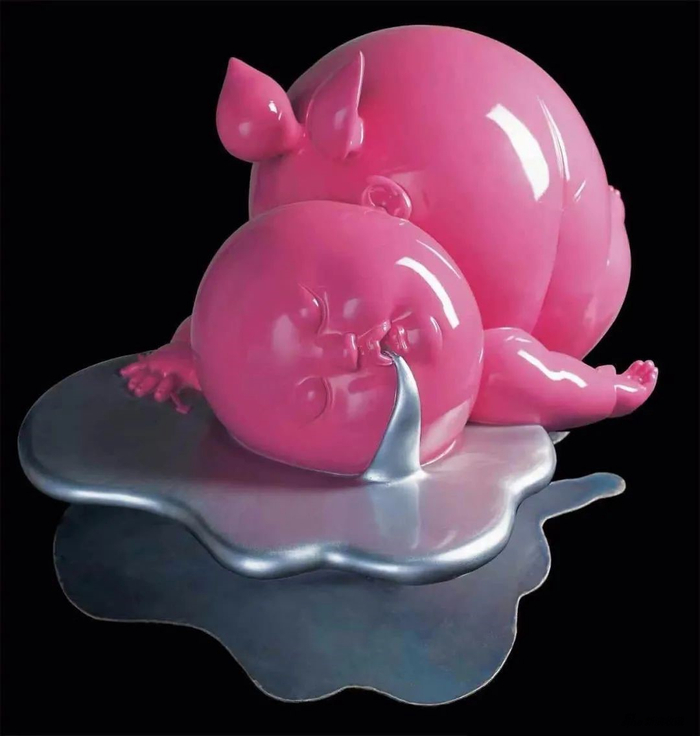 《都睡了-丘比特》 Falling Asleep-Cupid&nbsp; 铸铜 Bronze 125×85×58cm 2007