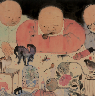 李旺作品 相 69x68 cm 纸本水墨 2018