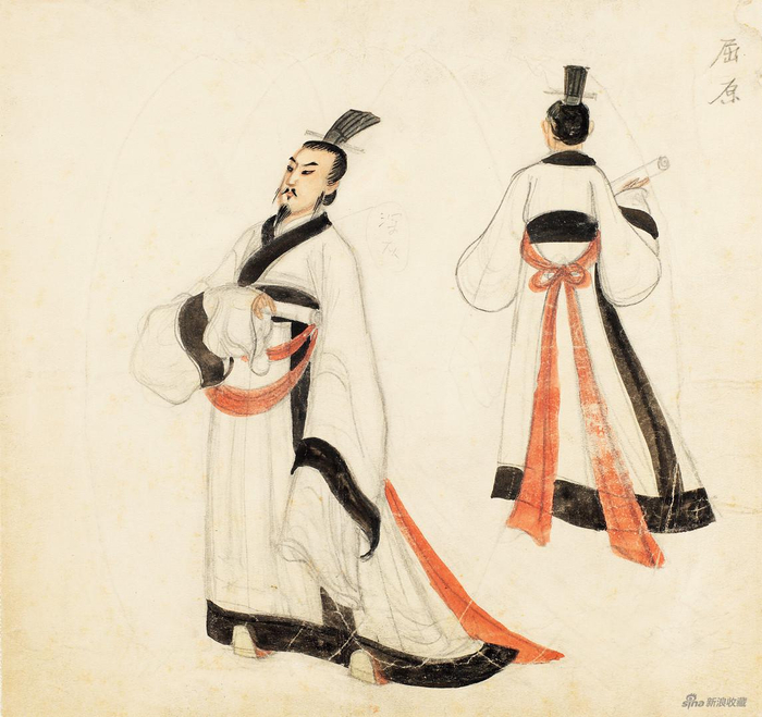 张光宇，屈原 婵娟 服装设计图 25.4×26cm，1953