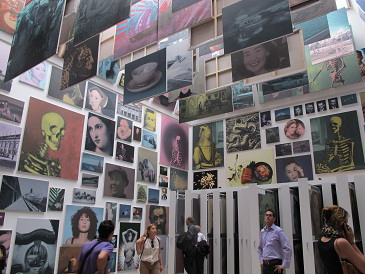 颜磊在2012年第13界卡塞尔文献展的参展作品《有限艺术项目》，以及等待进入场馆的各国观众。
