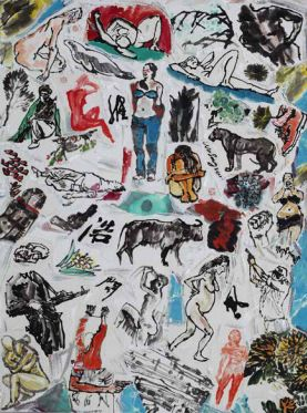 吴松 《日记 ▪ 与身体有关6——死亡与美丽》 水墨、丙烯、布面、宣纸 109cm×80cm 2011年