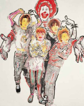 黄一瀚 《中国新人类卡通一代 流行家族》 宣纸水墨 270cm×210cm 1999年