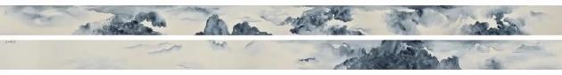 海晏河清图,30 cm x 1128cm,纸本水墨,2017年