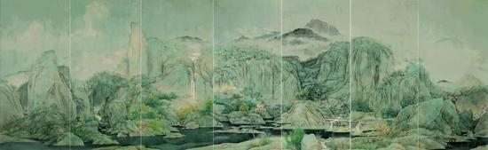 《一瀑千山绿成河》600CMX200CM