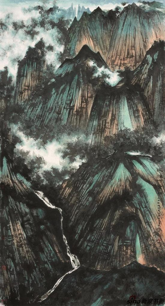 刘云&nbsp; 深溪听泉图 180cm×97cm 2016年