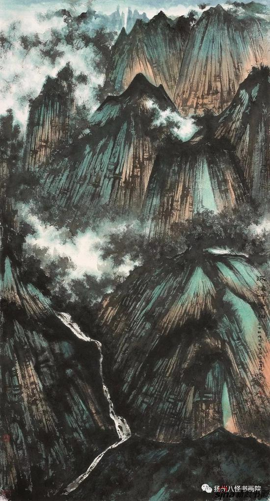 《深溪听泉图 》 （180cmx97cm） 2016年
