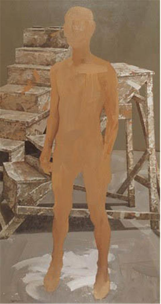 殷雄 站立的人和场景之二 173×94cm 布面油画 1994