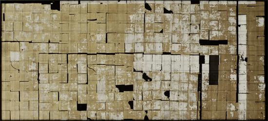 李皓《墨格No.18》 85cm200cm 渔线，铜箔，水墨纸本 2018