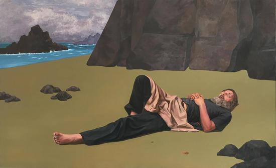 《沉睡的人》，刘鼎，布面油画，200×120厘米，2017年
