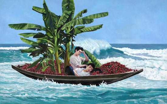 红了樱桃绿了芭蕉 Red Cherry and Green banana 布面丙烯Acrylic on Canvas 125x200cm 2018