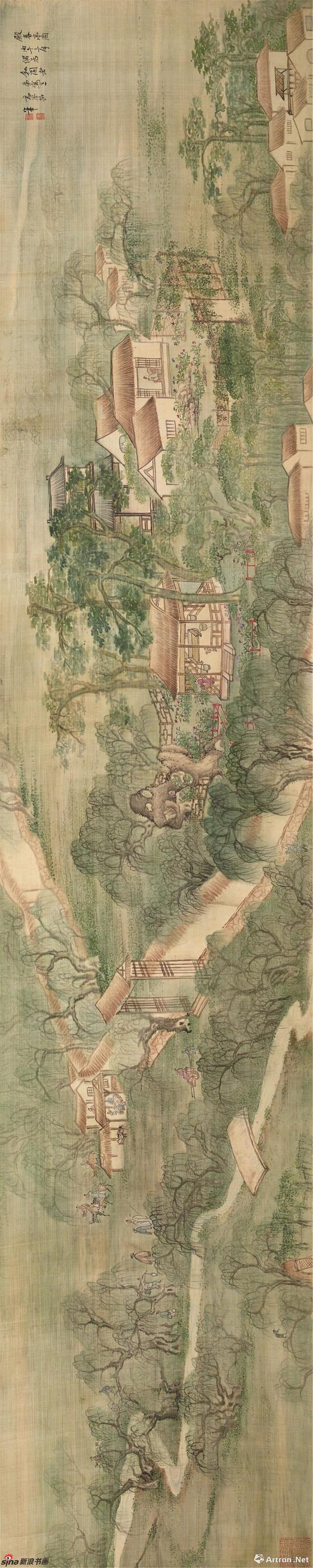 高凤翰 《殿春亭图》卷 绢本设色 36.8×180.5cm
