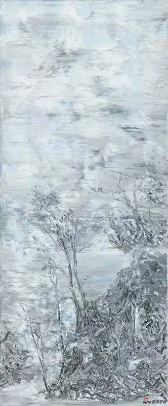 余旭鸿《钩古古田山水图》之四 布面油画 120×50cm 2015