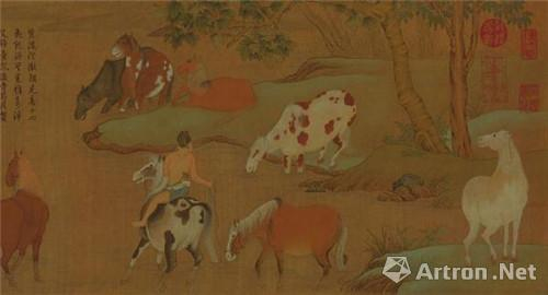 赵孟頫特展上的作品《浴马图卷》
