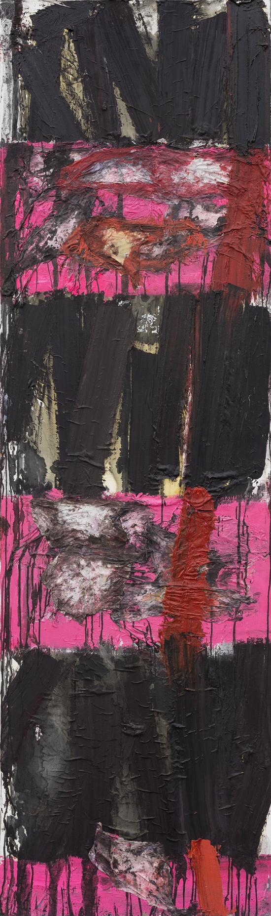 李向阳 《力度2》 布面丙烯，水墨，综合材料 230x70cm 2014