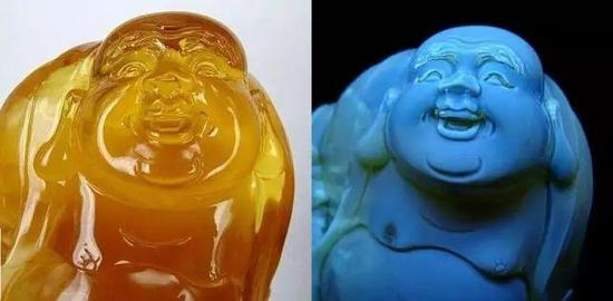 观察琥珀的荧光