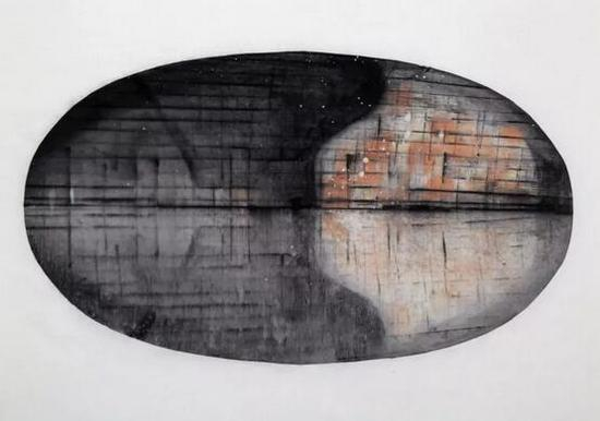 【蛋形楼】 水平直径50cm 彩墨宣纸 2014