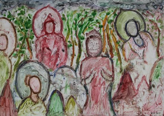 《生系列》 38x53cm 纸上油画 2017年