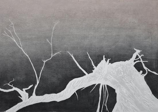 沈向红 《倾听树语之三》 60X84cm 水印版画 2017