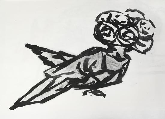 丛 伟 《鸽子花》 90X75cm 水印版画 2107
