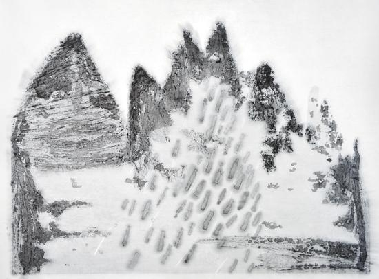 王 帅 《远山》 60X80cm 水印版画 2017