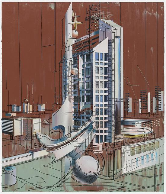 南方电网大厦，2017，布面丙烯油画，116cmx100cm 
